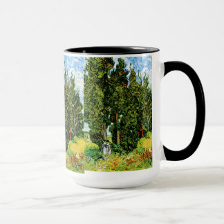 Cypressen mit zwei Frauen Van Gogh Fine Art Tasse