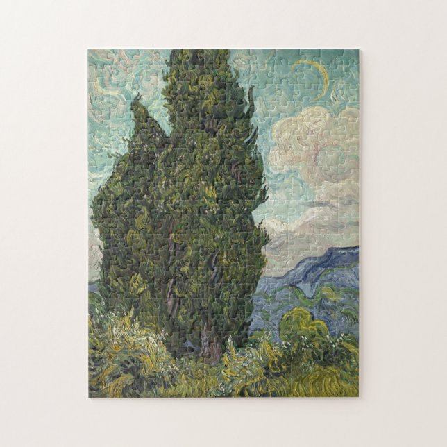 Cypressen von Van Gogh Gemälde Art Puzzle (Vertikal)