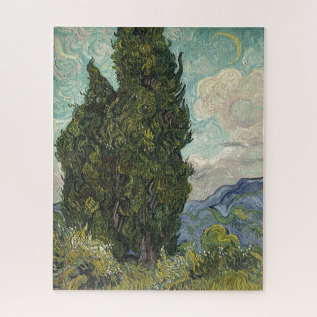 Cypressen von Van Gogh Gemälde Art Puzzle (Vertikal)