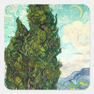 Cypresses Landschaftskunst Vincent Van Gogh Srapbo Quadratischer Aufkleber