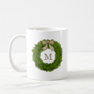 Cypresskranz mit Mit Monogramm Ribbon Bogen Kaffeetasse