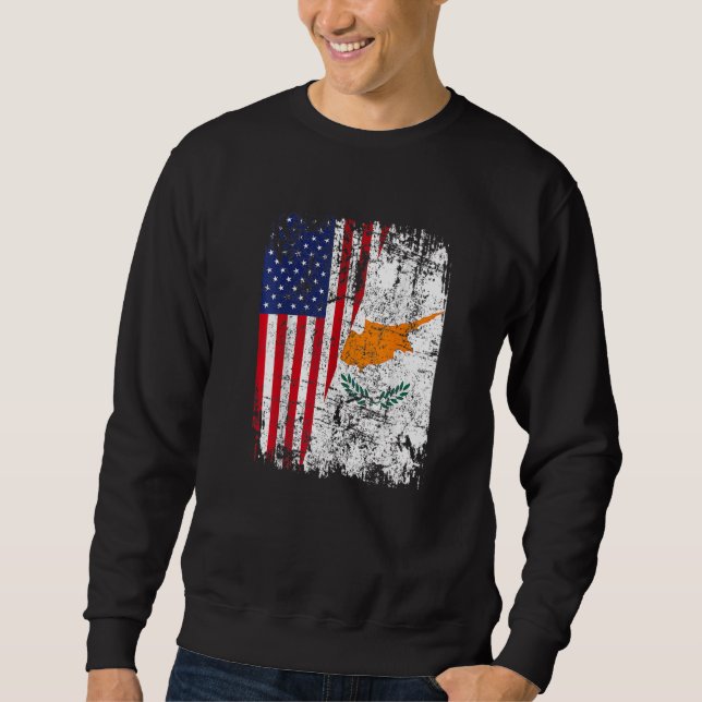 CYPRIOT ROOTS Half American Flag USA CYPRUS FLAG Sweatshirt (Vorderseite)