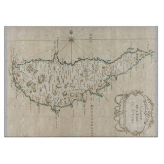 Cyprus island Mediterranean map old antique brown Schneidebrett