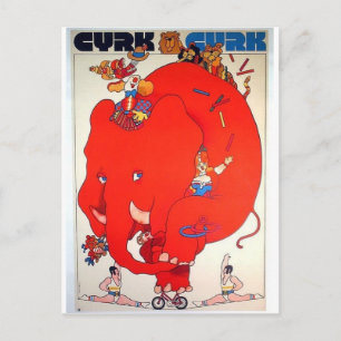 Cyrk-Elefanten-Vintage-Plakat Postkarte