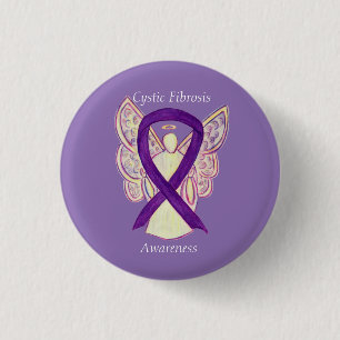 Cystic Fibrosis Awareness Angel Ribbon Art Button