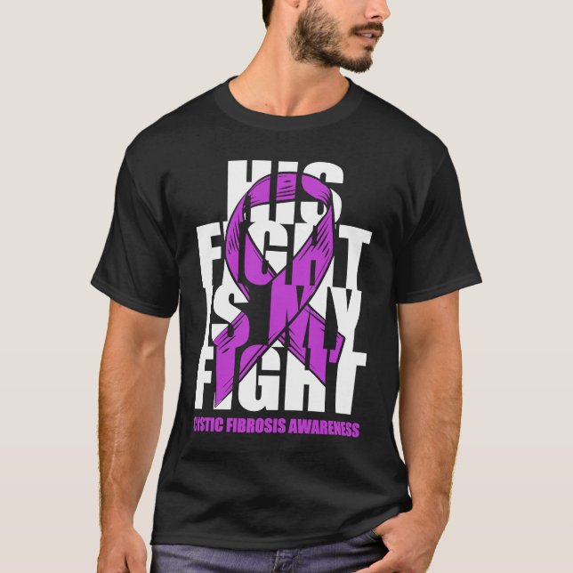 Cystic Fibrosis Awareness Month Purple Ribbon His  T-Shirt (Vorderseite)
