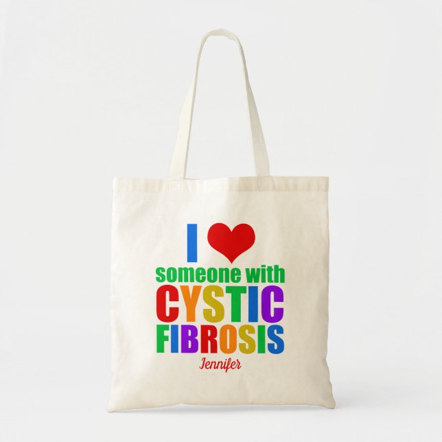 Cystische Fibrose Liebe Rainbow Personalisiert Nam Tragetasche (Vorne)