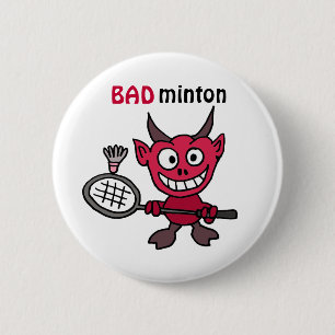 CZ- Devil Playing BADminton Cartoon Button