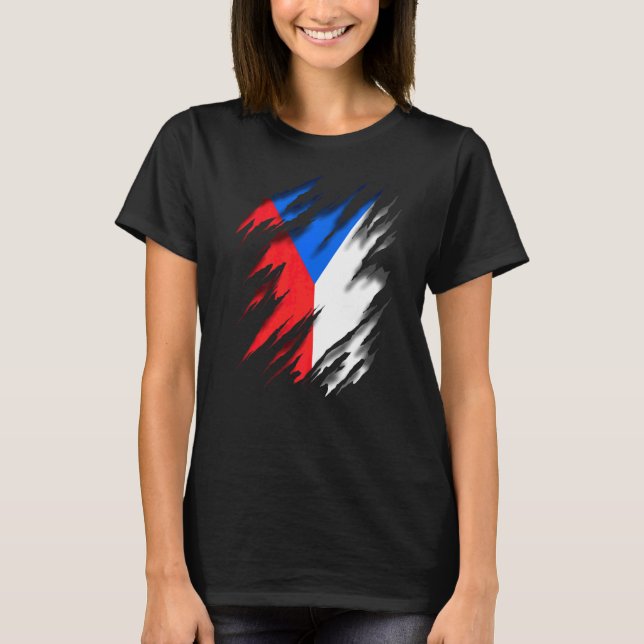 Cze Tschechische Flagge T-Shirt (Vorderseite)