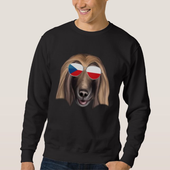 Czech Flag Afghan Hound Dog Czech Republic Pocket Sweatshirt (Vorderseite)