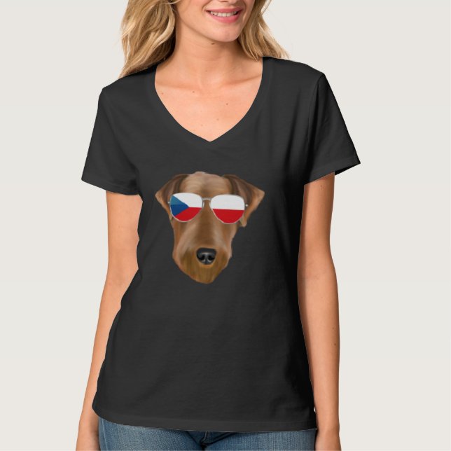 Czech Flag Airedale Terrier Dog Czech Republic Poc T-Shirt (Vorderseite)