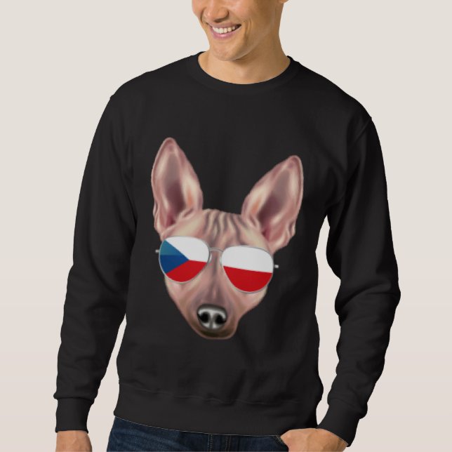 Czech Flag American Hairless Terrier Czech Republi Sweatshirt (Vorderseite)