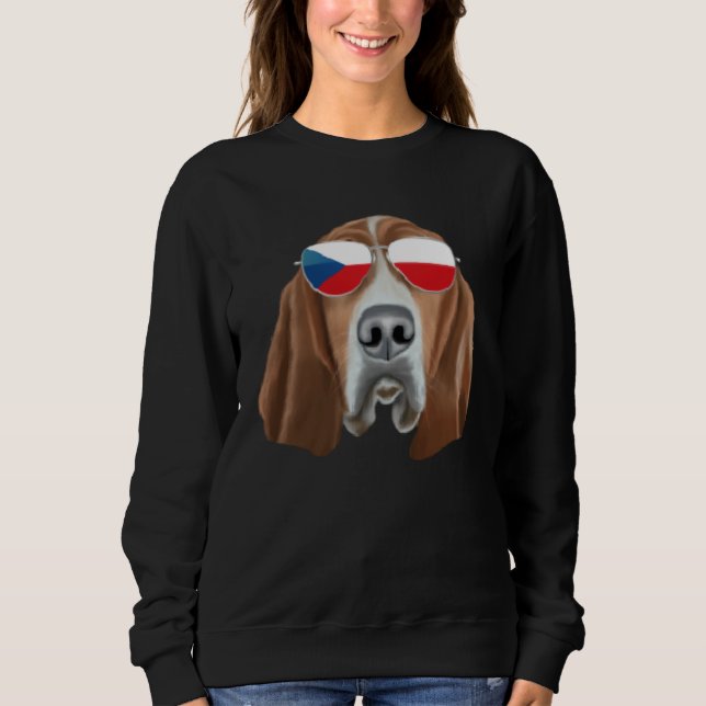 Czech Flag Basset Hound Dog Czech Republic Pocket Sweatshirt (Vorderseite)