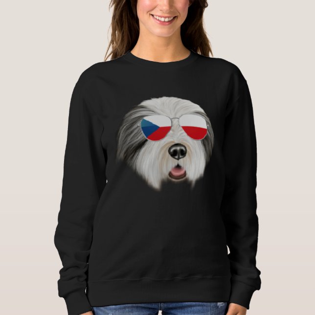 Czech Flag Bearded Collie Dog Czech Republic Pocke Sweatshirt (Vorderseite)