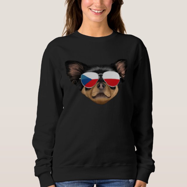 Czech Flag Black Chihuahua Dog Czech Republic Pock Sweatshirt (Vorderseite)