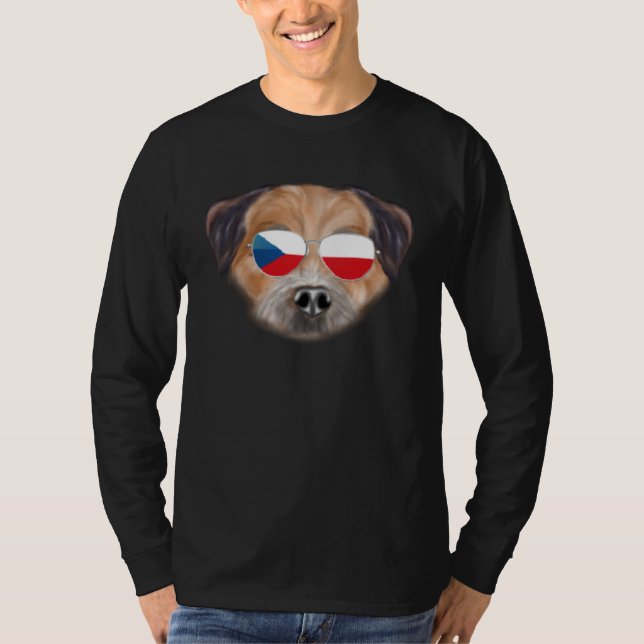 Czech Flag Border Terrier Dog Czech Republic Pocke T-Shirt (Vorderseite)