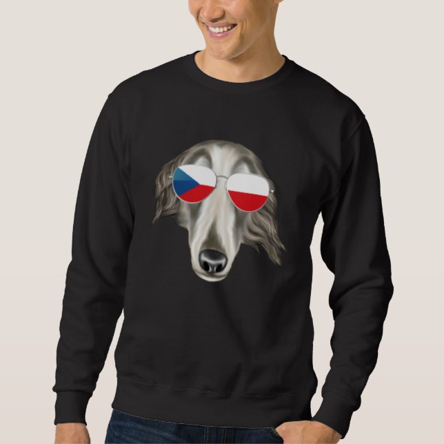 Czech Flag Borzoi Dog Czech Republic Pocket Sweatshirt (Vorderseite)