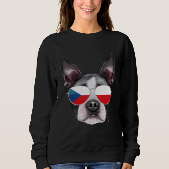 Czech Flag Boston Terrier Dog Czech Republic Pocke Sweatshirt (Vorderseite)