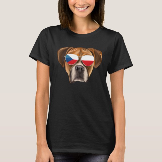 Czech Flag Boxer Dog Czech Republic Pocket T-Shirt (Vorderseite)