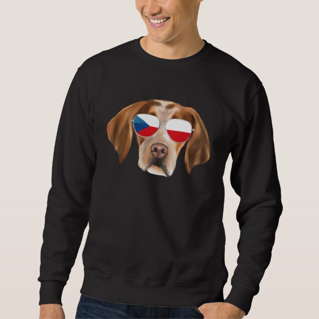 Czech Flag Brittany Dog Czech Republic Pocket Sweatshirt (Vorderseite)