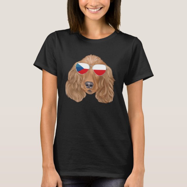 Czech Flag Cocker Spaniel Dog Czech Republic Pocke T-Shirt (Vorderseite)