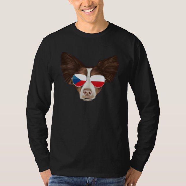 Czech Flag Collie Dog Czech Republic Pocket T-Shirt (Vorderseite)