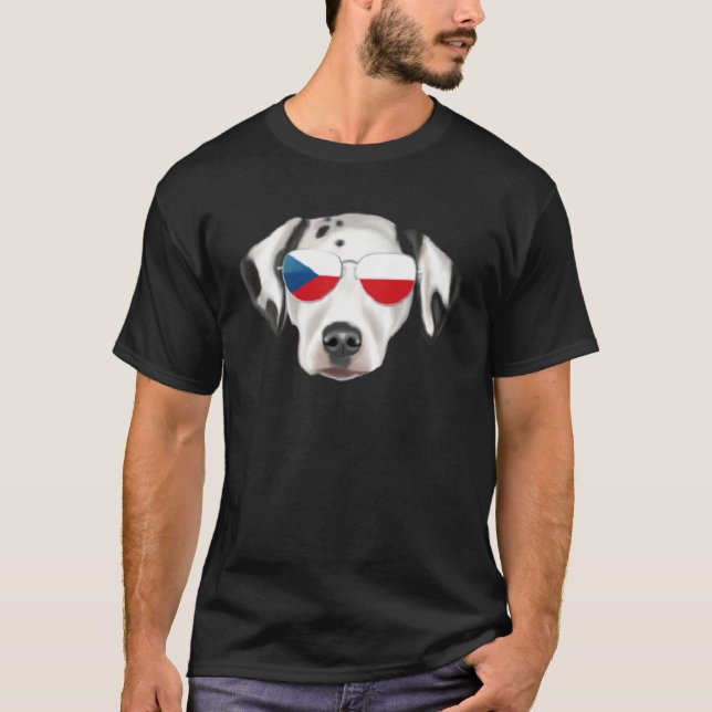Czech Flag Dalmatian Dog Czech Republic Pocket T-Shirt (Vorderseite)
