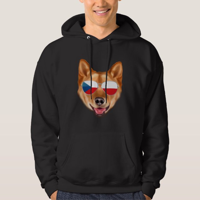 Czech Flag Finnish Spitz Dog Czech Republic Pocket Hoodie (Vorderseite)