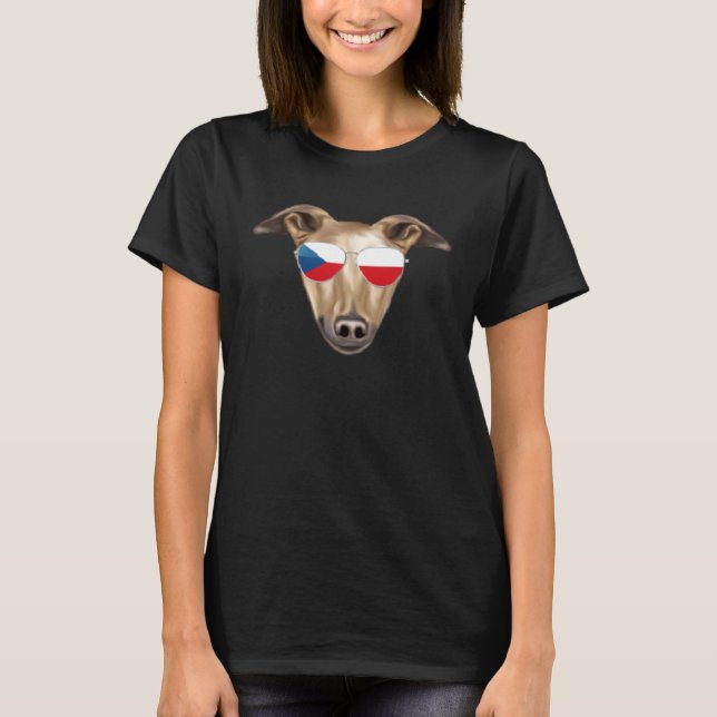 Czech Flag Greyhound Dog Czech Republic Pocket T-Shirt (Vorderseite)