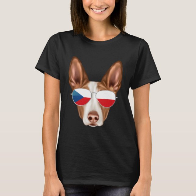 Czech Flag Ibizan Hound Dog Czech Republic Pocket T-Shirt (Vorderseite)