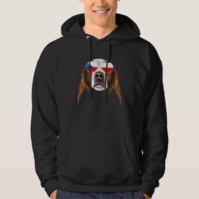 Czech Flag Irish Red White Setter Dog Czech Republ Hoodie (Vorderseite)