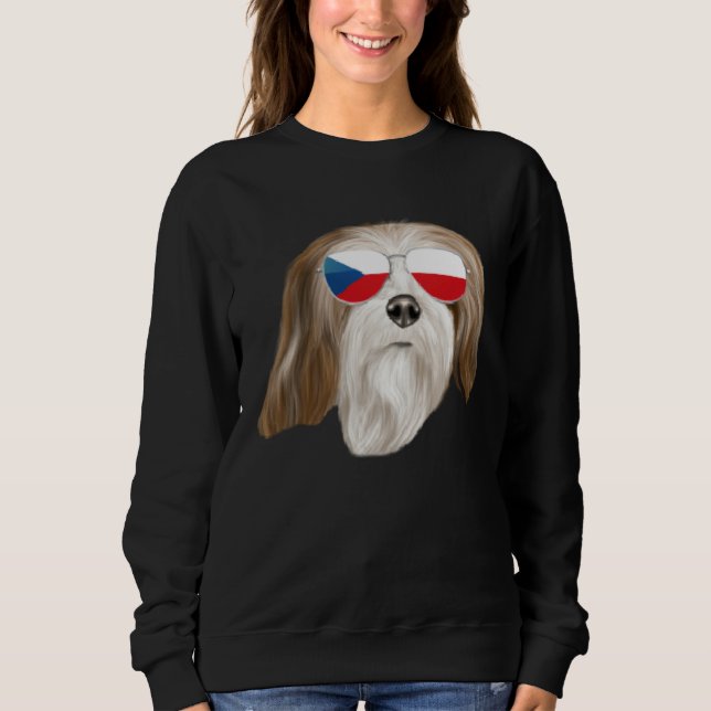 Czech Flag Lhasa Apsos Dog Czech Republic Pocket Sweatshirt (Vorderseite)
