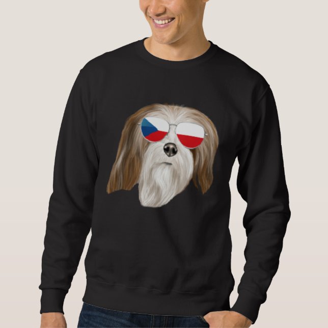 Czech Flag Lhasa Apsos Dog Czech Republic Pocket Sweatshirt (Vorderseite)