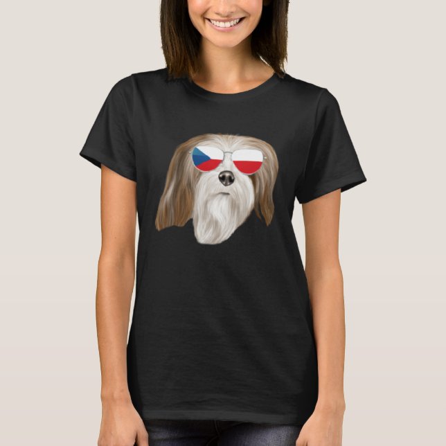 Czech Flag Lhasa Apsos Dog Czech Republic Pocket T-Shirt (Vorderseite)