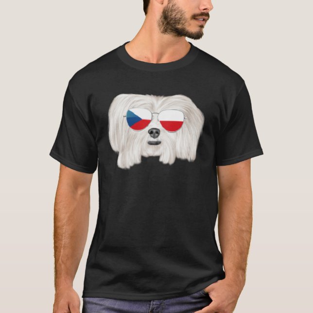 Czech Flag Maltese Dog Czech Republic Pocket T-Shirt (Vorderseite)
