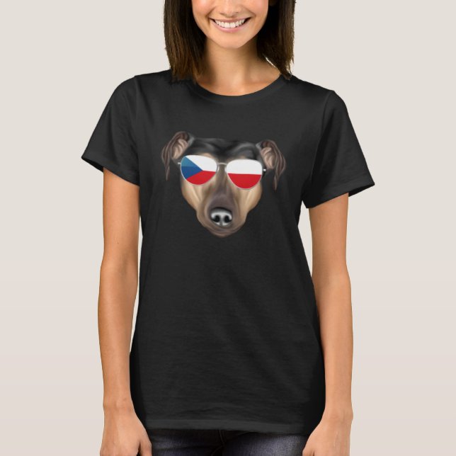Czech Flag Manchester Terrier Dog Czech Republic P T-Shirt (Vorderseite)