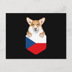 Czech Flag Pembroke Welsh Corgi Dog In Pocket Postkarte