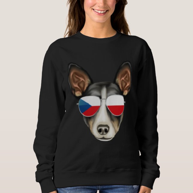 Czech Flag Rat Terrier Dog Czech Republic Pocket Sweatshirt (Vorderseite)