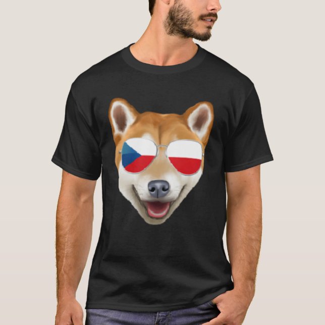 Czech Flag Shiba Inu Dog Czech Republic Pocket T-Shirt (Vorderseite)