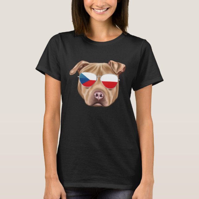 Czech Flag Usa Staffordshire Terrier Czech Republi T-Shirt (Vorderseite)