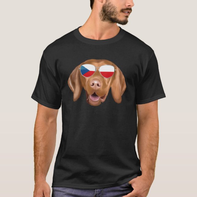 Czech Flag Vizsla Dog Czech Republic Pocket T-Shirt (Vorderseite)