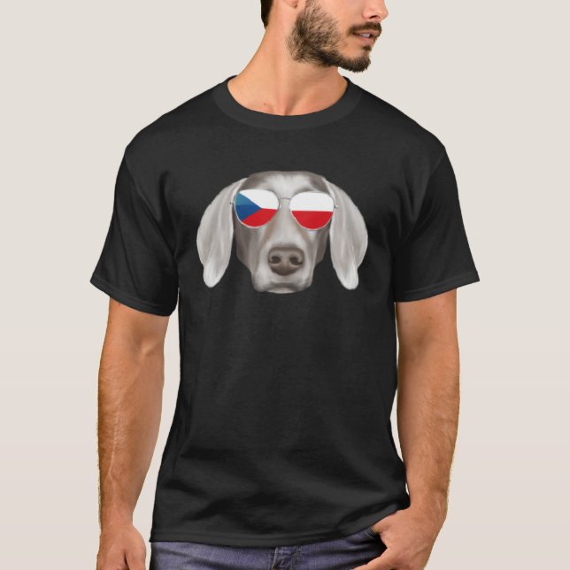 Czech Flag Weimaraner Dog Czech Republic Pocket T-Shirt (Vorderseite)