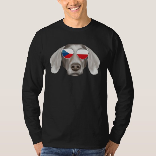 Czech Flag Weimaraner Dog Czech Republic Pocket T-Shirt (Vorderseite)