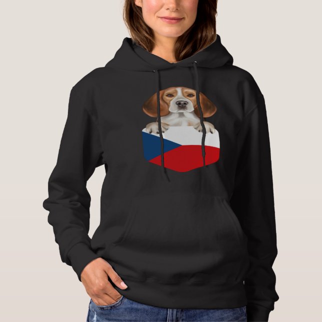 Czech Republic Flag Beagle Dog In Pocket Hoodie (Vorderseite)