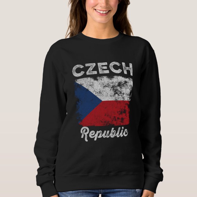 Czech Republic Flag Distressed Men Women Kids Czec Sweatshirt (Vorderseite)