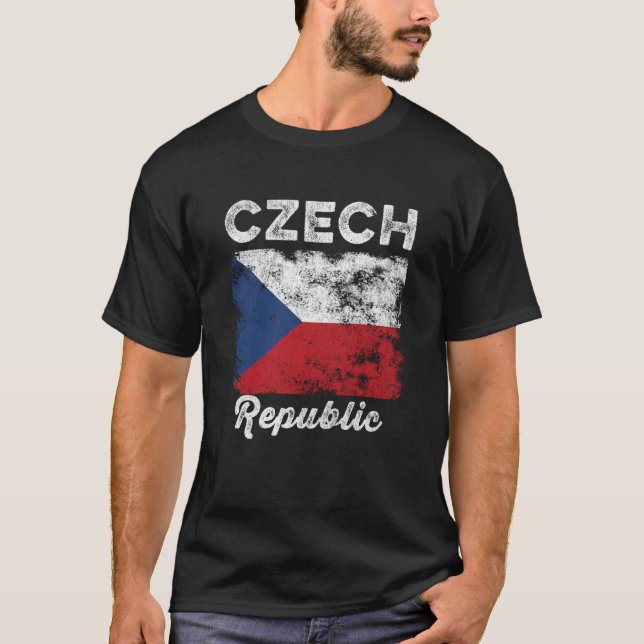 Czech Republic Flag Distressed Men Women Kids Czec T-Shirt (Vorderseite)