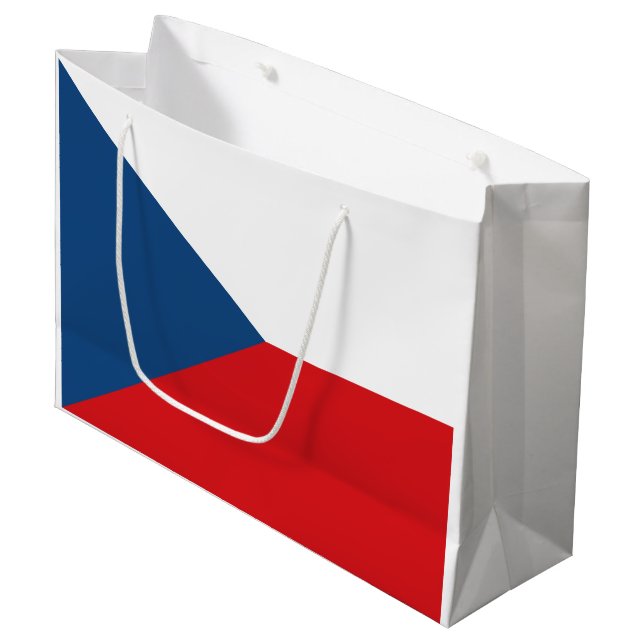 Czech Republic Flag Große Geschenktüte (Vorderseite Schrägansicht)