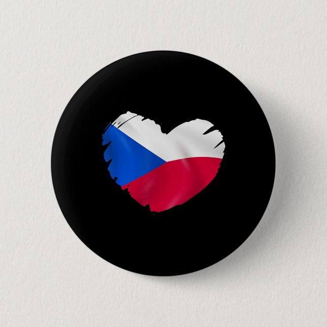 Czech Republic Flag On Shape Of Heart Czech Republ Button (Vorderseite)