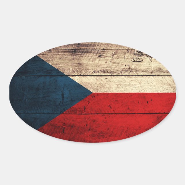 Czech Republic Flag Ovaler Aufkleber (Vorderseite)