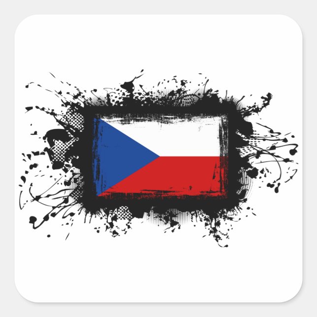 Czech Republic Flag Quadratischer Aufkleber (Vorderseite)